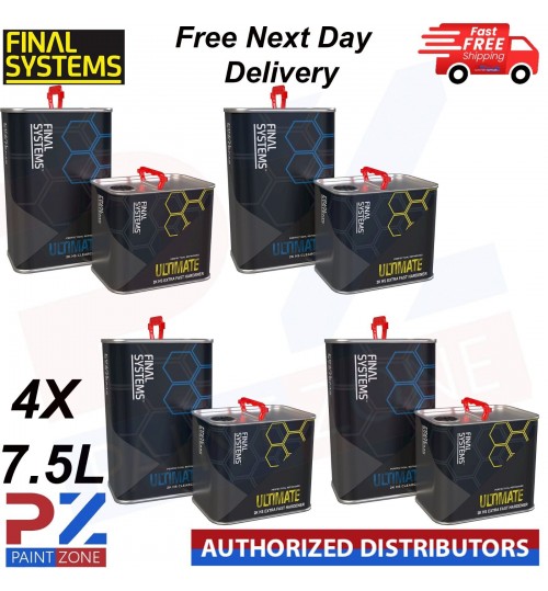 4X FINAL SYSTEMS ULTIMATE CLEARCOAT LACQUER WITH EXTRA FAST HARDENER 7.5LTR KIT